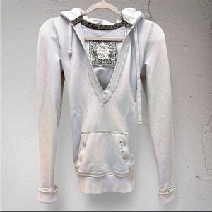 Vintage Y2K Abercrombie Deep V Neck Ribbon Trim Hoodie Sweatshirt Bella Swan